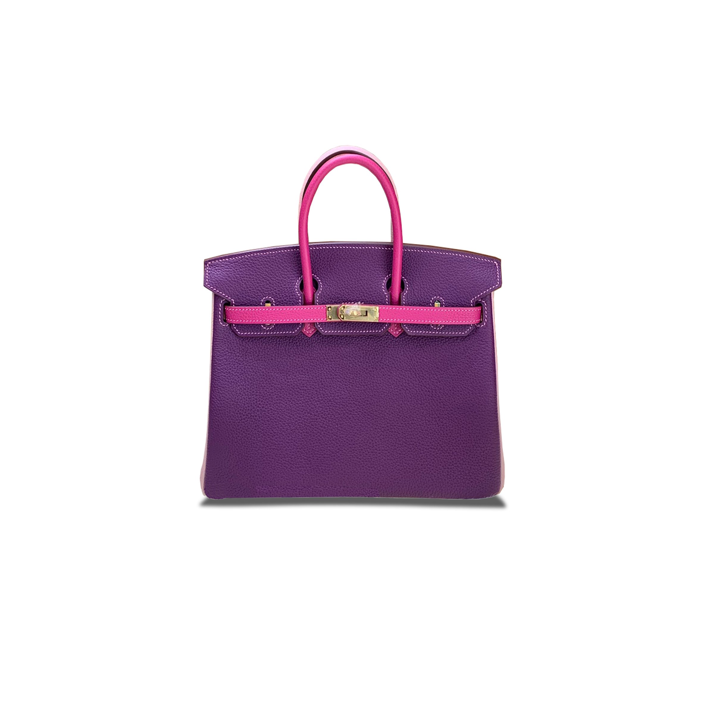H**mes master birkin 25 togo leather anemone purple rose red 3q pink gold buckle handbag 3300206 (25*20*13cm)